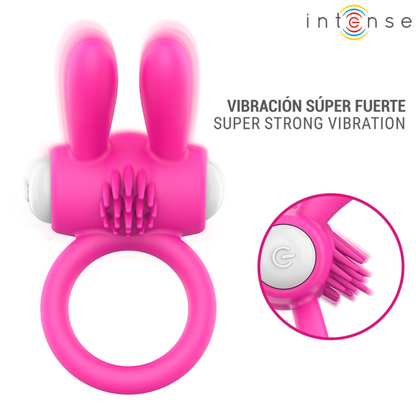 INTENSE - ANEL PENIANO VIBRATÓRIO HOPPS COM ESTIMULAÇÃO CLITÓRICA ROSA - Infernum Store