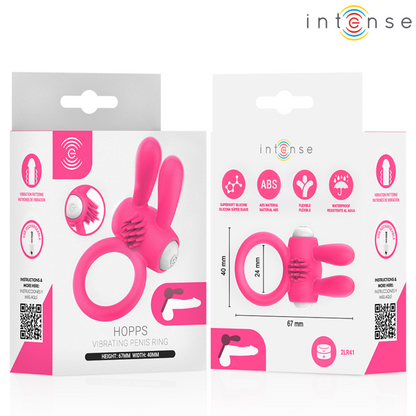 INTENSE - ANEL PENIANO VIBRATÓRIO HOPPS COM ESTIMULAÇÃO CLITÓRICA ROSA - Infernum Store