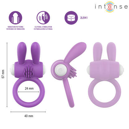 INTENSE - ANEL PENIANO VIBRATÓRIO HOPPS COM ESTIMULAÇÃO CLITÓRICA ROXO - Infernum Store
