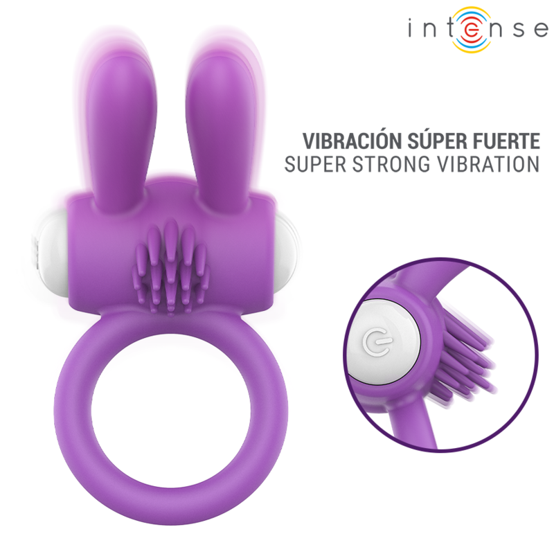 INTENSE - ANEL PENIANO VIBRATÓRIO HOPPS COM ESTIMULAÇÃO CLITÓRICA ROXO - Infernum Store