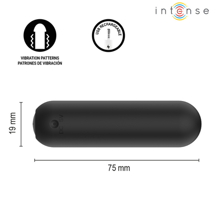 INTENSE - JUDY VIBRADOR BULLET RECARREGÁVEL COM CONTROLE REMOTO PRETO - Infernum Store