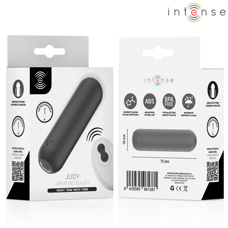 INTENSE - JUDY VIBRADOR BULLET RECARREGÁVEL COM CONTROLE REMOTO PRETO - Infernum Store