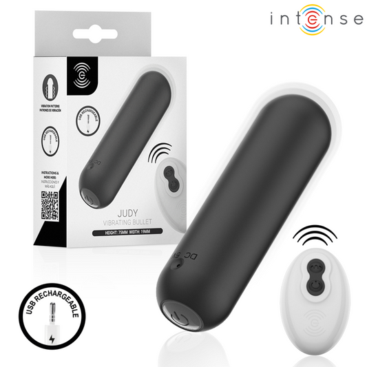INTENSE - JUDY VIBRADOR BULLET RECARREGÁVEL COM CONTROLE REMOTO PRETO - Infernum Store