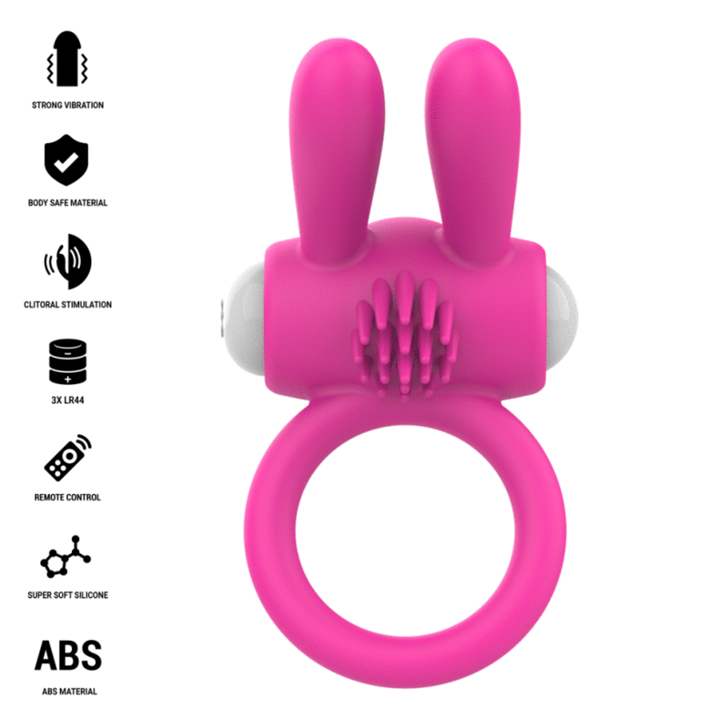 INTENSE - ANEL PENIANO VIBRATÓRIO HOPPS COM ESTIMULAÇÃO CLITÓRICA ROSA - Infernum Store