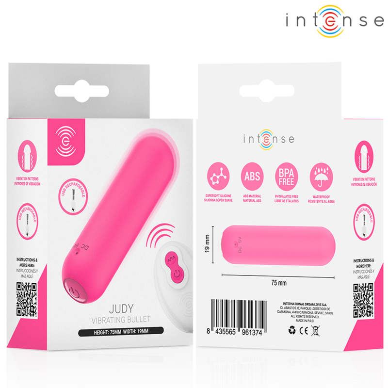 INTENSE - JUDY VIBRADOR BULLET RECARREGÁVEL COM CONTROLE REMOTO ROSA - Infernum Store
