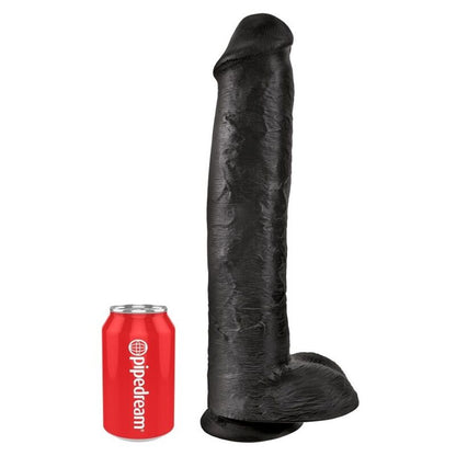 KING COCK - DILDO REALISTA COM TESTÍCULOS 38 CM PRETO - Infernum Store