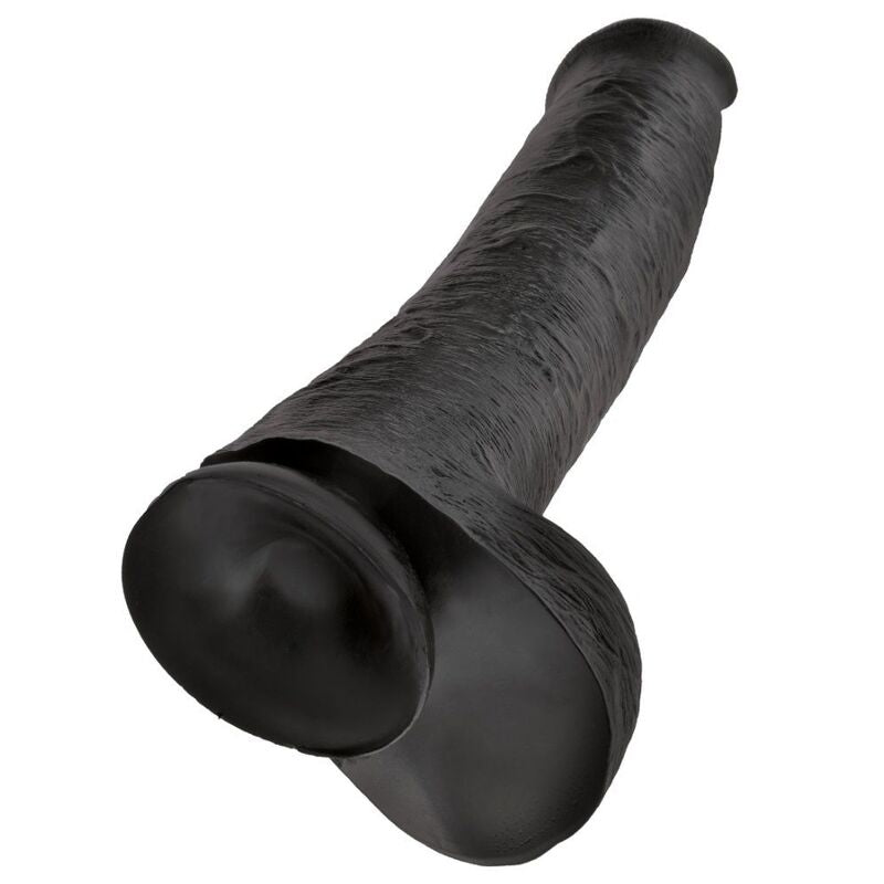 KING COCK - DILDO REALISTA COM TESTÍCULOS 38 CM PRETO - Infernum Store