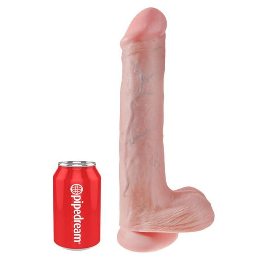 KING COCK - DILDO REALISTA COM TESTÍCULOS E VENTOSA 38 CM COR DE CARNE - Infernum Store
