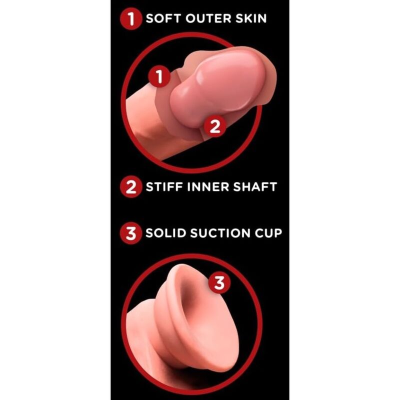KING COCK PLUS - DILDO REALISTA DE TRIPLA DENSIDADE COM TESTÍCULOS MÓVEIS 23 CM COR DE CARNE - Infernum Store