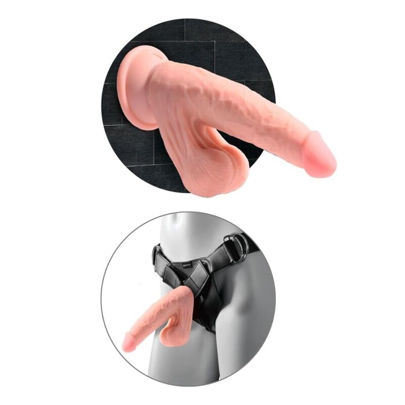 KING COCK PLUS - DILDO REALISTA DE TRIPLA DENSIDADE COM TESTÍCULOS MÓVEIS 23 CM COR DE CARNE - Infernum Store