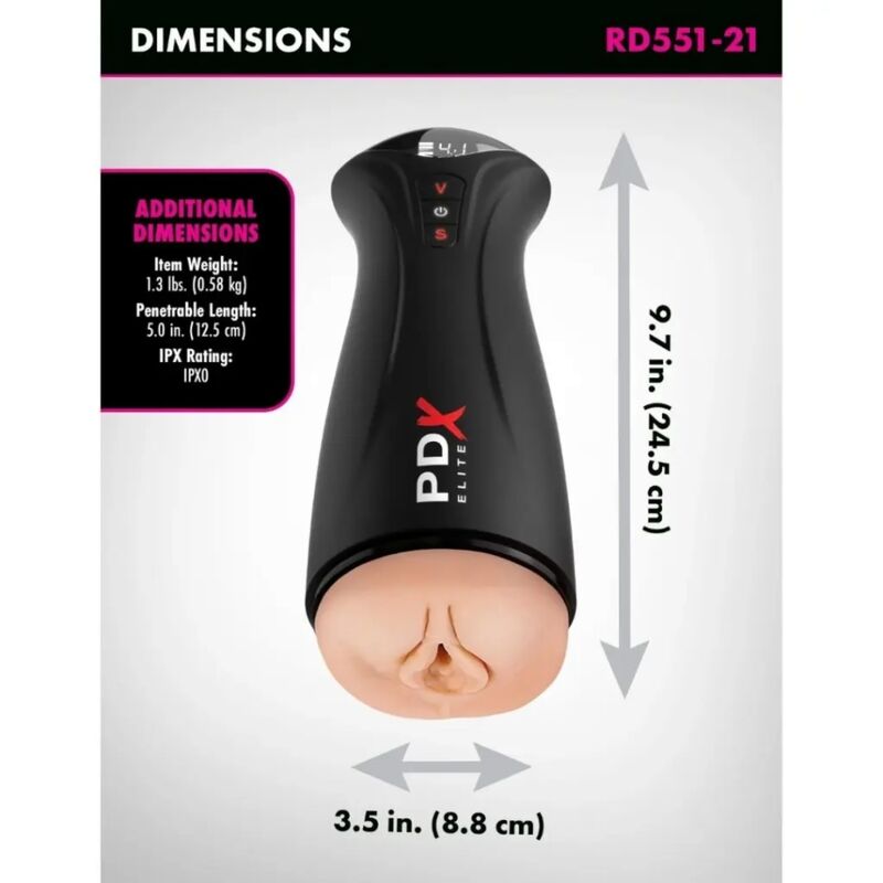 PDX ELITE - FAP-GASM - MASTURBADOR DE SUCÇÃO E VIBRAÇÃO INTERMITENTE - Infernum Store