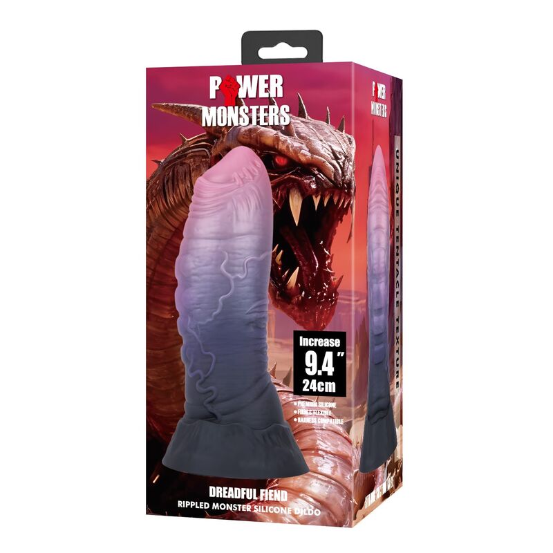 POWER MONSTERS - DREADFUL FIEND BICOLOR FANTASY SILICONE DILDO 24 CM Ø 6 CM - Infernum Store