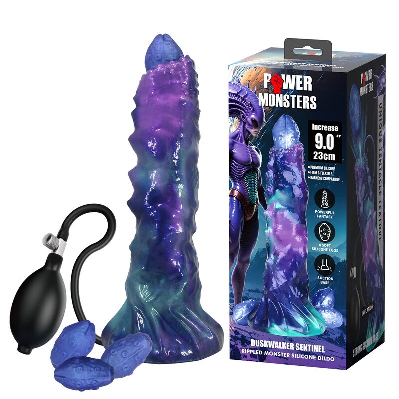 POWER MONSTERS - DUSKWALKER SENTINEL TRICOLOR DILDO DE SILICONE INFLÁVEL FANTASIA 23 CM Ø 5 CM - Infernum Store