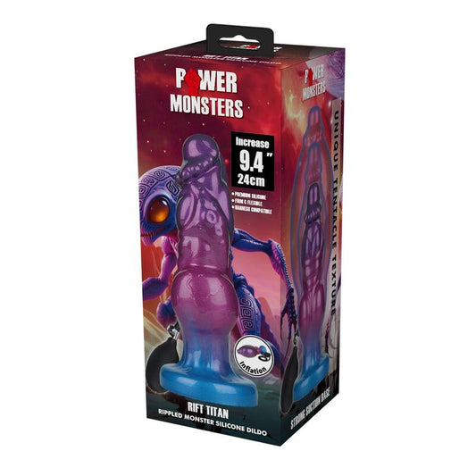 POWER MONSTERS - RIFT TITAN BICOLOR DILDO DE SILICONE INFLÁVEL FANTASIA 24 CM Ø 5 CM - Infernum Store