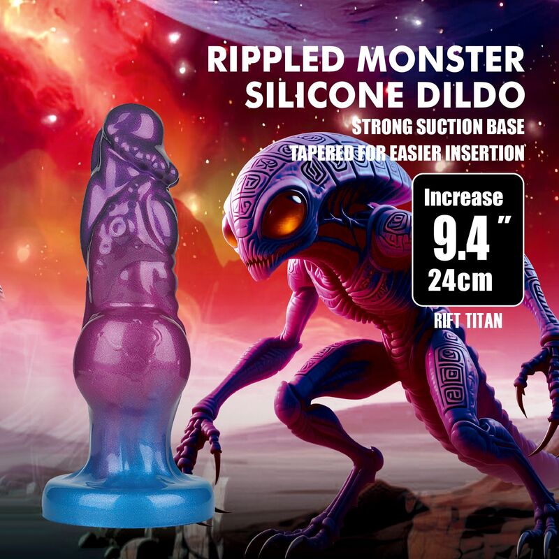 POWER MONSTERS - RIFT TITAN BICOLOR DILDO DE SILICONE INFLÁVEL FANTASIA 24 CM Ø 5 CM - Infernum Store