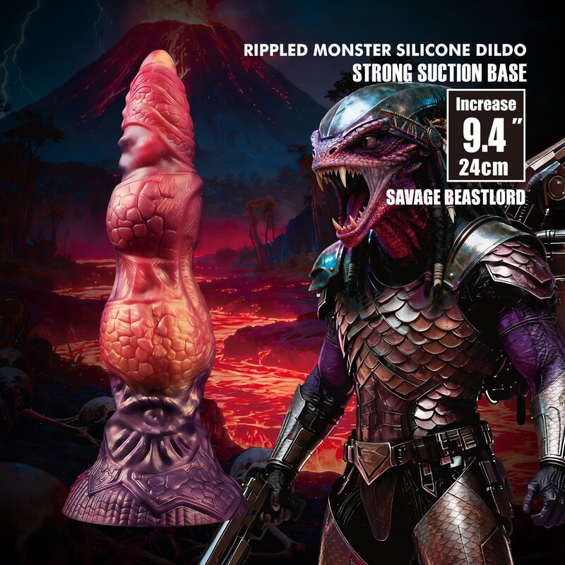 POWER MONSTERS - SAVAGE BEASTLORD TRICOLOR FANTASY SILICONE DILDO 24 CM Ø 5 CM - Infernum Store