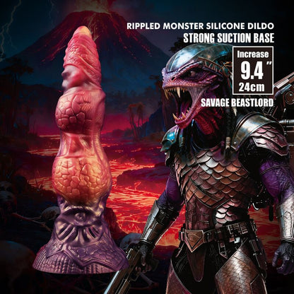 POWER MONSTERS - SAVAGE BEASTLORD TRICOLOR FANTASY SILICONE DILDO 24 CM Ø 5 CM - Infernum Store