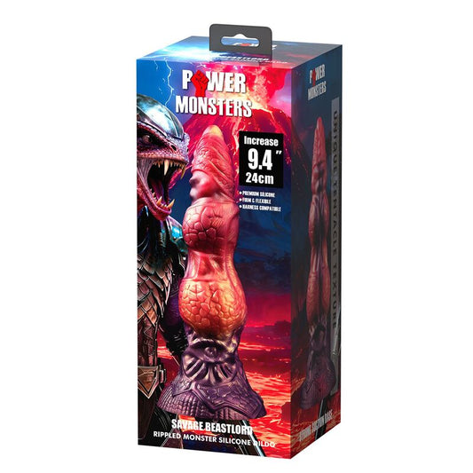 POWER MONSTERS - SAVAGE BEASTLORD TRICOLOR FANTASY SILICONE DILDO 24 CM Ø 5 CM - Infernum Store