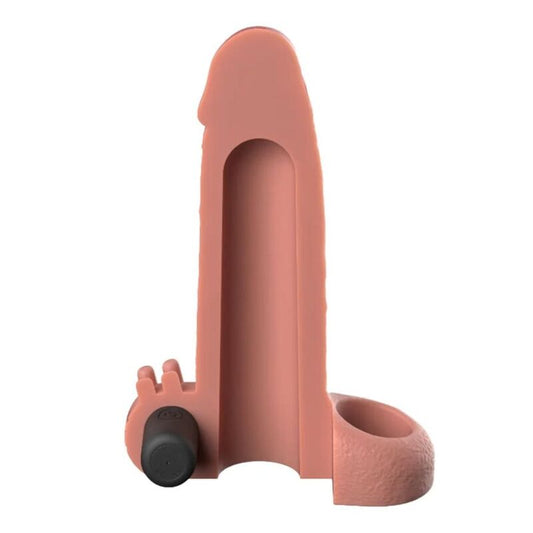 FANTASY X-TENSIONS - MANGA EXTENSORA DE PÊNIS VIBRATÓRIA COM SENSAÇÃO REALISTA DE 5CM BEGE - Infernum Store