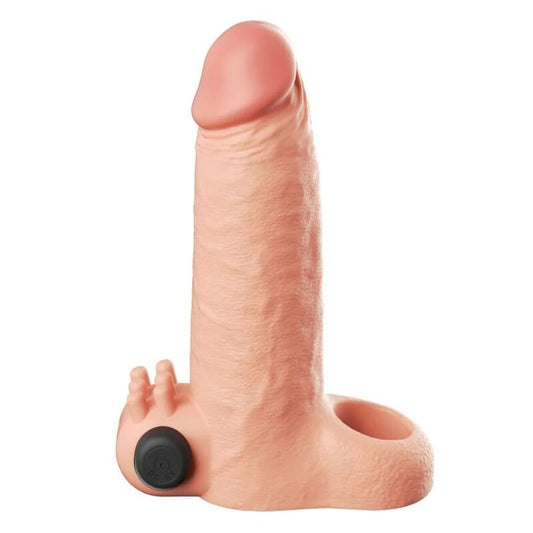 FANTASY X-TENSIONS - MANGA EXTENSORA DE PÊNIS VIBRATÓRIA COM SENSAÇÃO REALISTA DE 5CM BEGE - Infernum Store