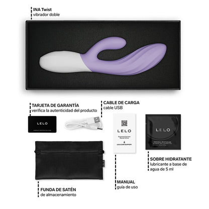 LELO - INA TWIST VIBRADOR DUPLO COELHO PARA PONTO G E CLITÓRIS LAVANDA - Infernum Store
