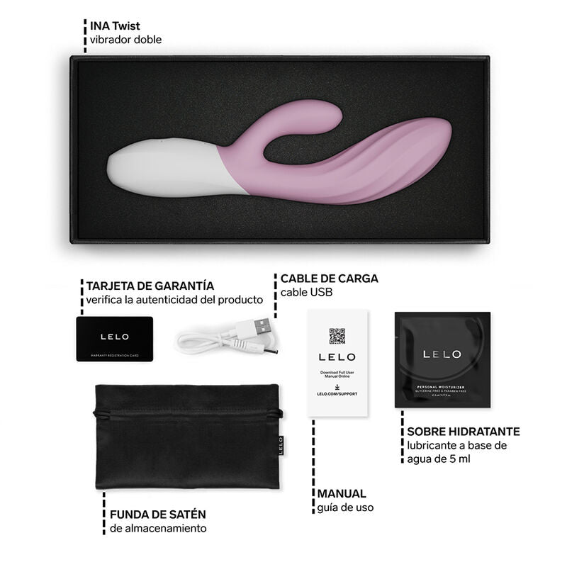 LELO - INA TWIST VIBRADOR DUPLO COELHO PARA PONTO G E CLITÓRIS ROSA - Infernum Store