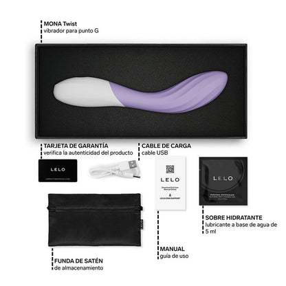 LELO - MONA TWIST VIBRADOR DE PONTO G RECARREGÁVEL COM CONTROLE POR APLICATIVO LAVANDA - Infernum Store