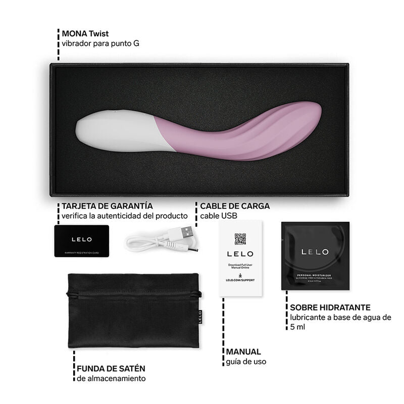 LELO - MONA TWIST VIBRADOR DE PONTO G RECARREGÁVEL COM CONTROLE POR APLICATIVO LAVANDA - Infernum Store