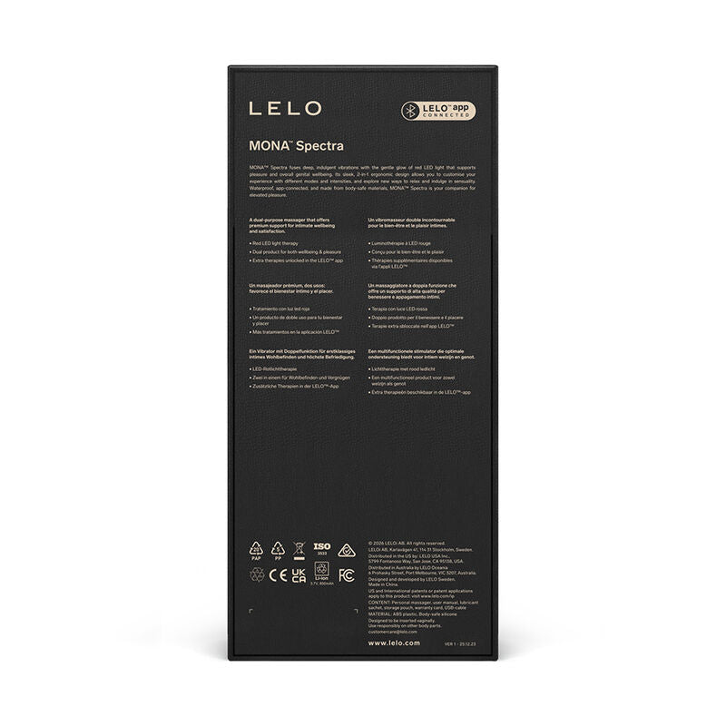 LELO - MONA SPECTRA MASSAGEADOR ÍNTIMO DE LUZ VERMELHA RECARREGÁVEL CONTROLADO POR APLICATIVO - Infernum Store