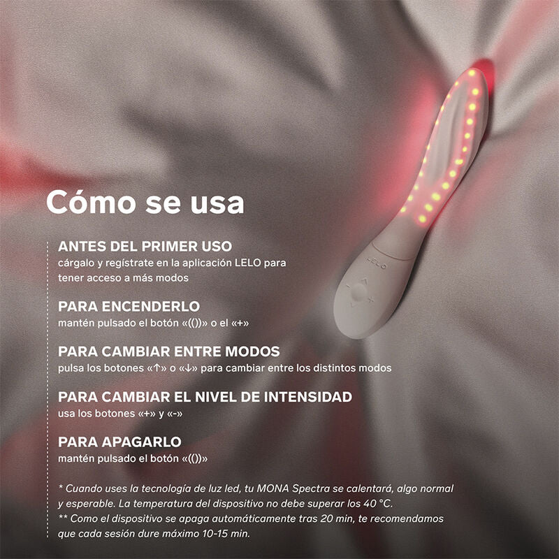 LELO - MONA SPECTRA MASSAGEADOR ÍNTIMO DE LUZ VERMELHA RECARREGÁVEL CONTROLADO POR APLICATIVO - Infernum Store