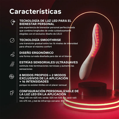 LELO - MONA SPECTRA MASSAGEADOR ÍNTIMO DE LUZ VERMELHA RECARREGÁVEL CONTROLADO POR APLICATIVO - Infernum Store
