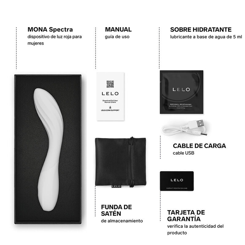 LELO - MONA SPECTRA MASSAGEADOR ÍNTIMO DE LUZ VERMELHA RECARREGÁVEL CONTROLADO POR APLICATIVO - Infernum Store