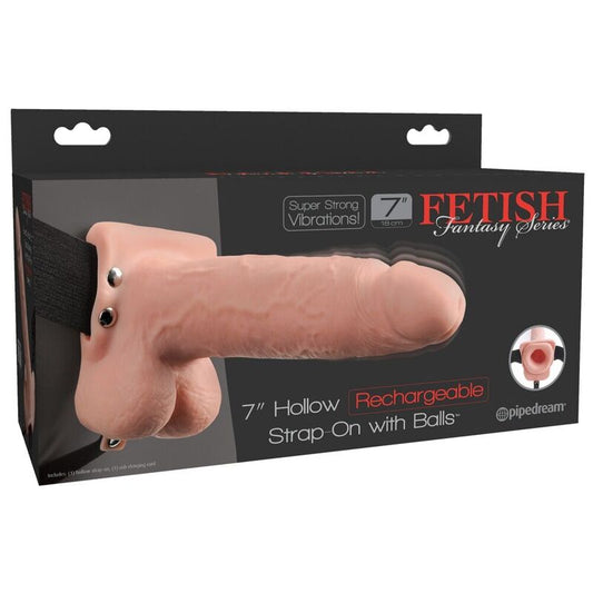 FETISH FANTASY SERIES  - STRAP-ON VIBRATÓRIO REALISTA COM BOLAS 17,8 CM - Infernum Store