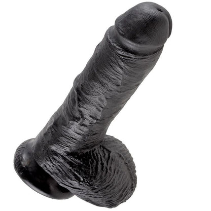 KING COCK - 8 DILDO PRETO COM BOLAS 20.3 CM - Infernum Store