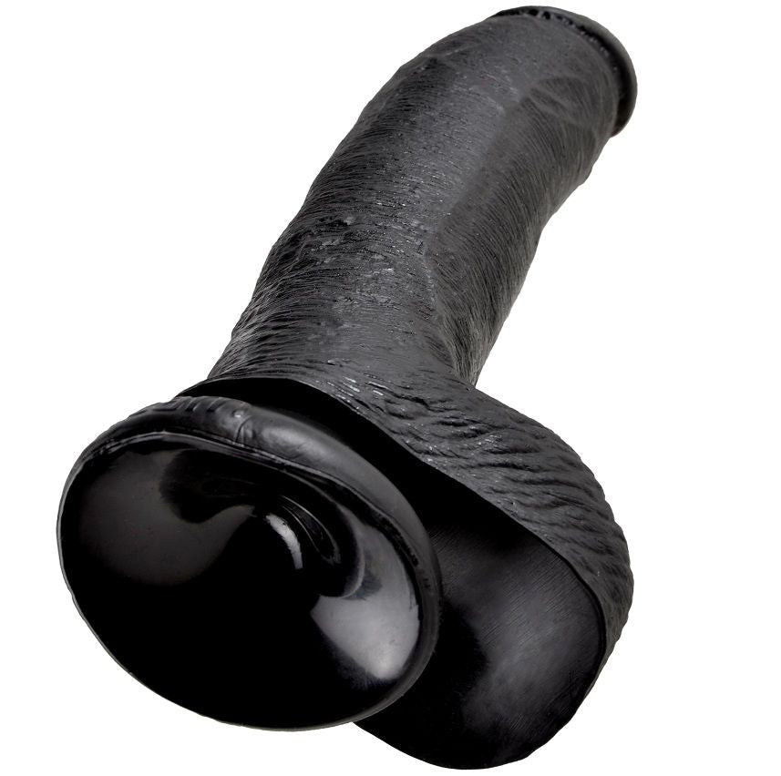 KING COCK - DILDO PRETO COM BOLAS 22.9 CM - Infernum Store
