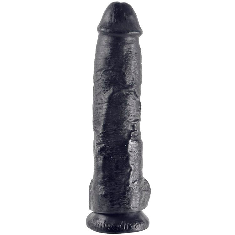 KING COCK - DILDO PRETO COM BOLAS 25.4 CM - Infernum Store