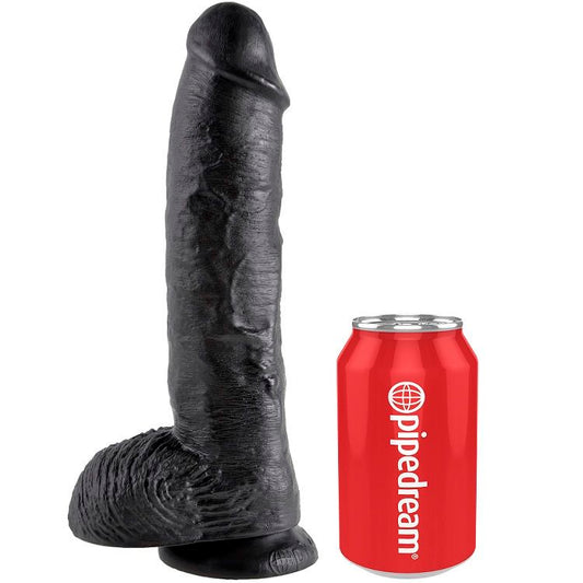 KING COCK - DILDO PRETO COM BOLAS 25.4 CM - Infernum Store