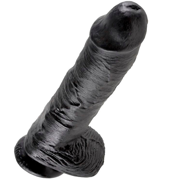 KING COCK - DILDO PRETO COM BOLAS 25.4 CM - Infernum Store