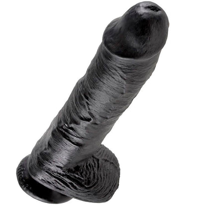 KING COCK - DILDO PRETO COM BOLAS 25.4 CM - Infernum Store