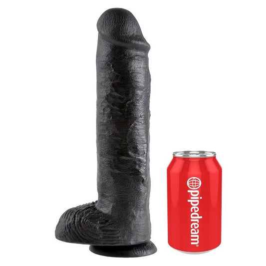 KING COCK - DILDO PRETO COM BOLAS 28 CM - Infernum Store