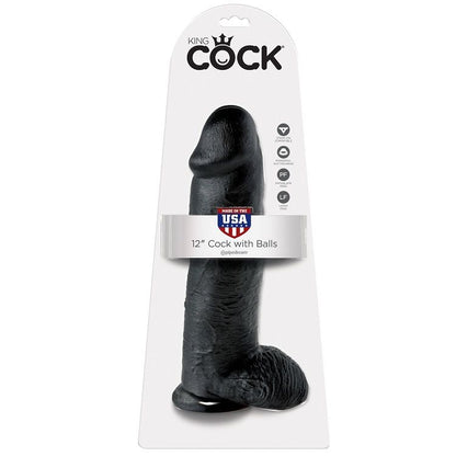 KING COCK - DILDO PRETO COM BOLAS 30.48 CM - Infernum Store
