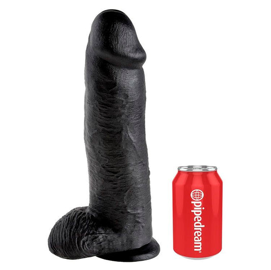 KING COCK - DILDO PRETO COM BOLAS 30.48 CM - Infernum Store