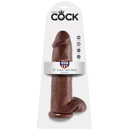 KING COCK - DILDO CASTANHO COM BOLAS 30.48 CM - Infernum Store