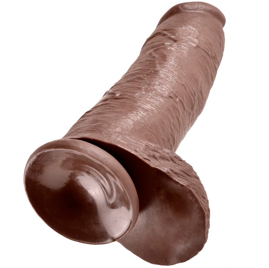 KING COCK - DILDO CASTANHO COM BOLAS 30.48 CM - Infernum Store