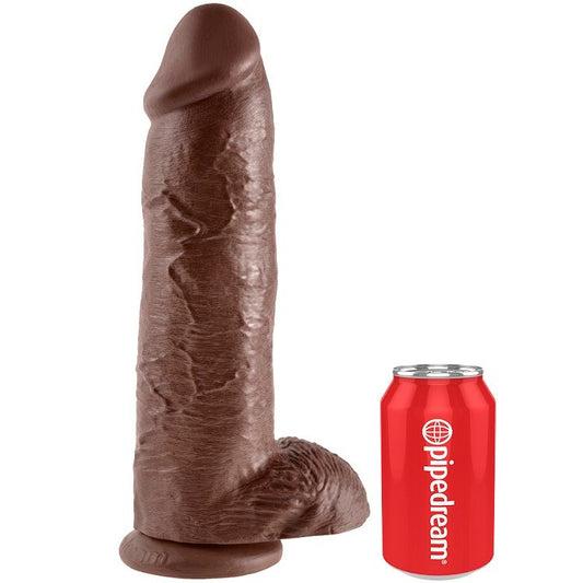 KING COCK - DILDO CASTANHO COM BOLAS 30.48 CM - Infernum Store