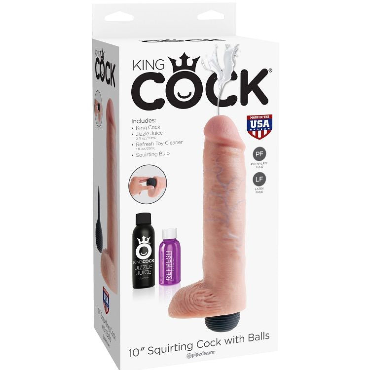 KING COCK - PÊNIS EJACULADOR NATURAL REALISTA 25.40 CM - Infernum Store