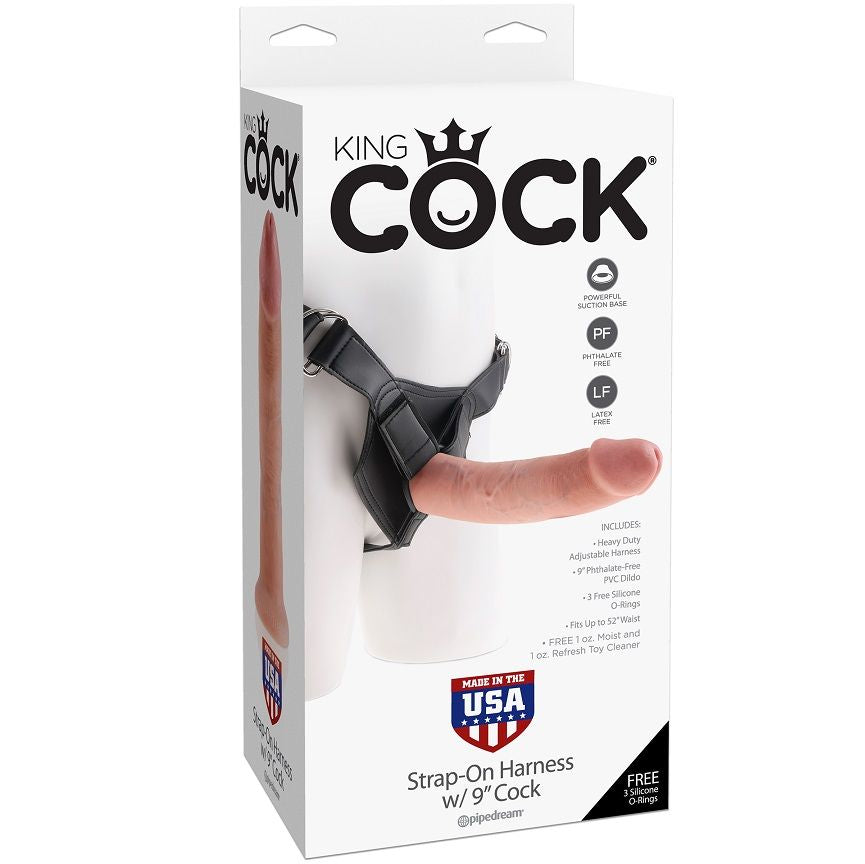 KING COCK - HARNESS COM PÊNIS NATURAL REALISTA 22,9 CM - Infernum Store