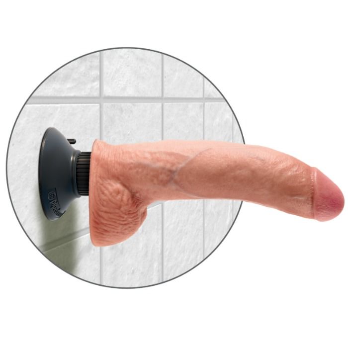 KING COCK - DILDO VIBRADOR COM TESTÍCULOS 23 CM NATURAL - Infernum Store