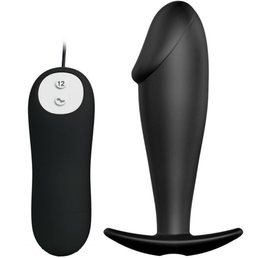 PRETTY LOVE - SILICONE ANAL PLUG FORMA DE PÊNIS E 12 MODOS DE VIBRAO PRETO