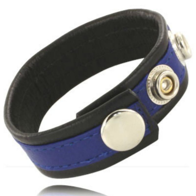 LEATHER BODY - CINTA DE COURO AJUSTVEL PARA PÊNIS AZUL-PRETO